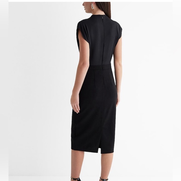 Express Draped Nock Neck Midi Sheath Dress - Picture 7 of 8